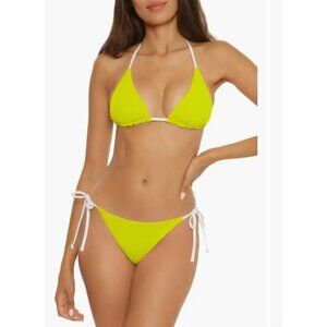 Lucky Brand Neon Yellowish Green and White Reversible Bikini